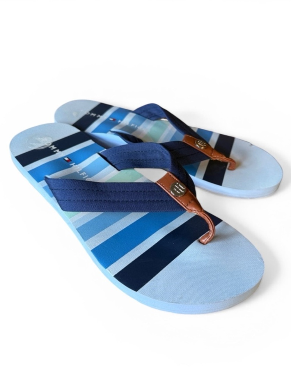 TOMMY HILFIGER ladies brand new flip-flops 9 JANEY STRIPE